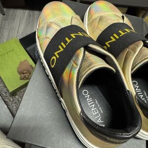 Valentino Kids Iridescent Gold Sneakers